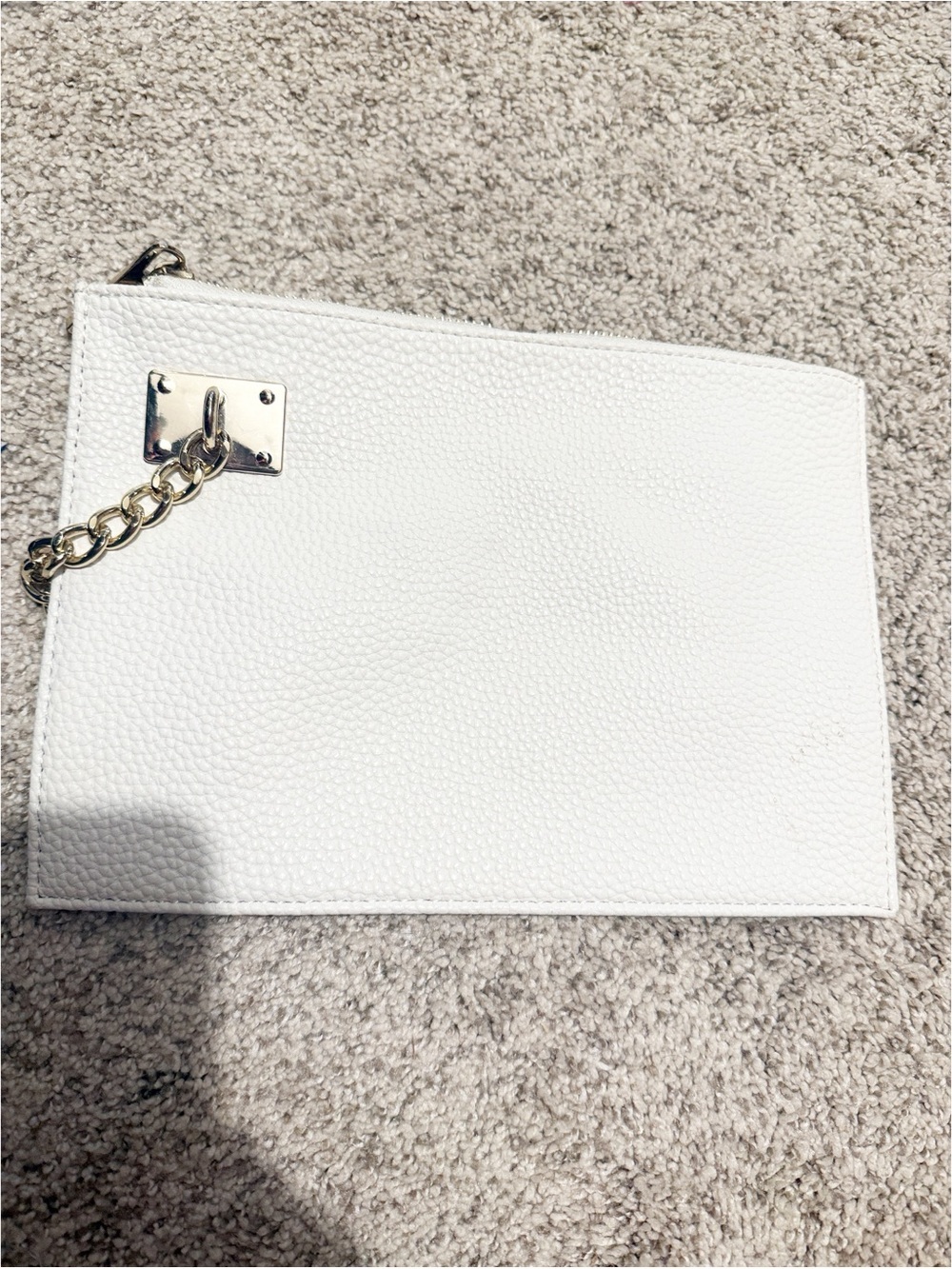 Sondra Roberts Squared White Pebbled Leather Clutch Wristlet